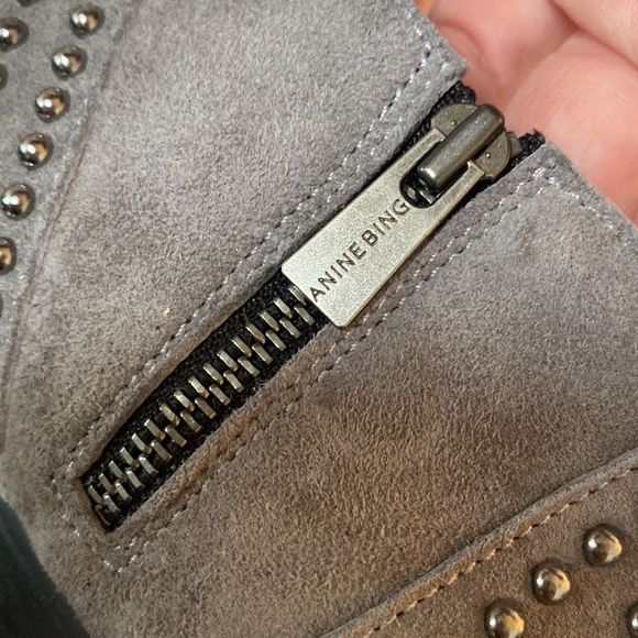 Annie Bing Low Charlie Gray Studded Suede Ankle Booties - Picture 12 of 16